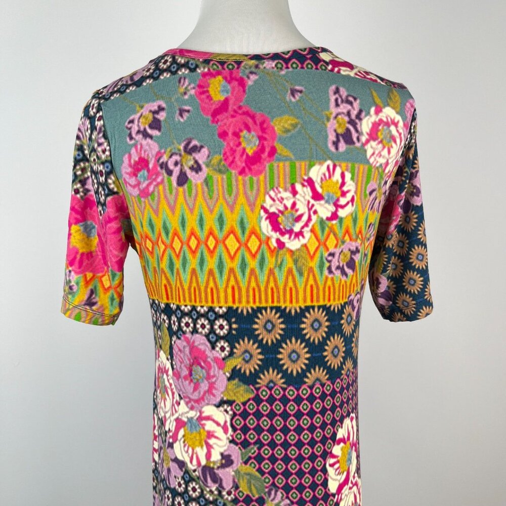 Johnny Was Maggie Multi-Pattern Floral Stretchy Swing Midi Dress Size XS - Picture 7 of 12